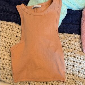 Ribbed Tank Top in Rust - Zara
